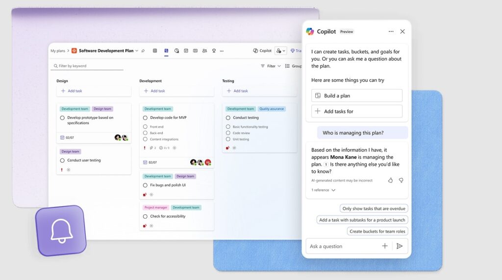 Copilot tekoälyavustaja Microsoft Plannerissa premium-ominaisuuksilla | Copilot AI assistant in Microsoft Planner with premium features